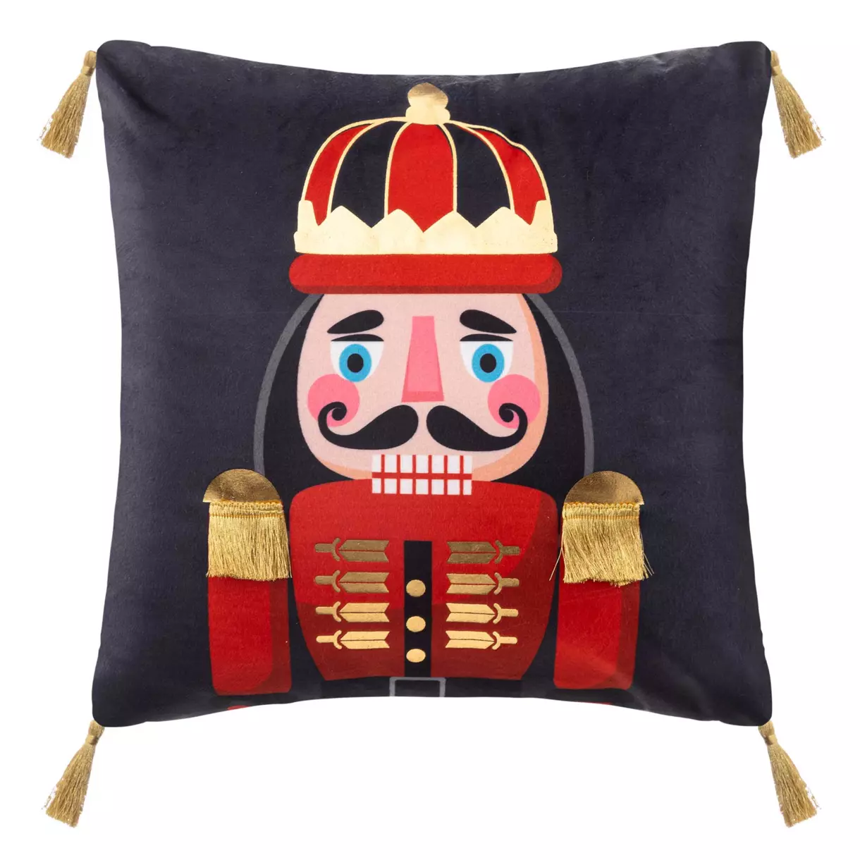eminza Coussin de Noël carré (40 cm) Casse-noisette Bleu marine