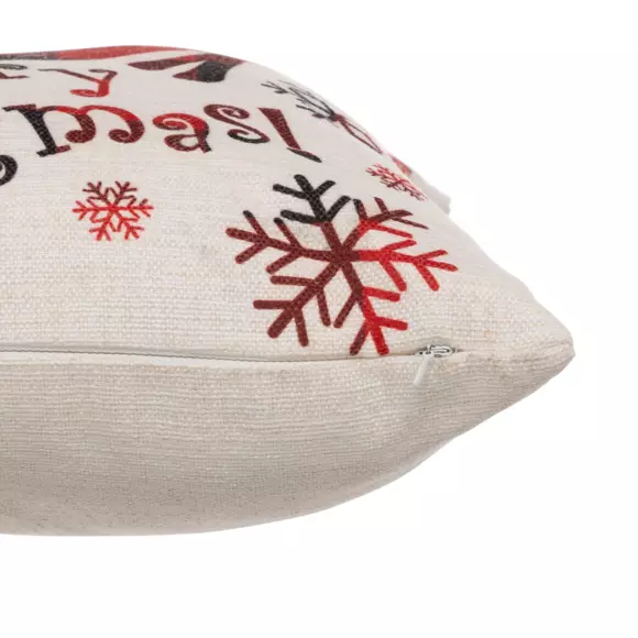 Eminza Coussin De Noël Carré (40 Cm) Merry Christmas Beige