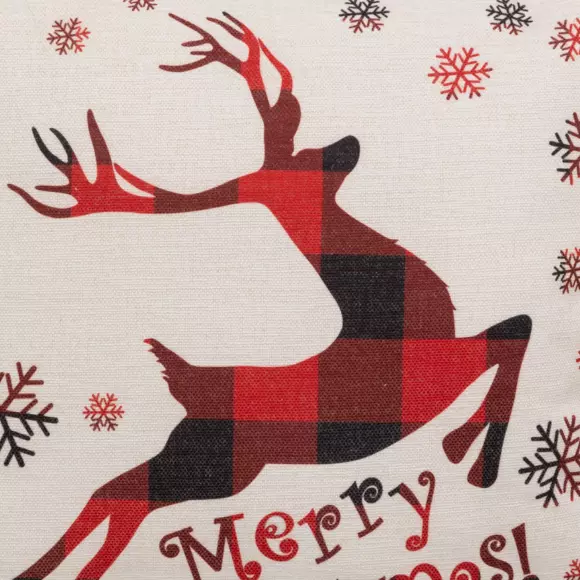Eminza Coussin De Noël Carré (40 Cm) Merry Christmas Beige
