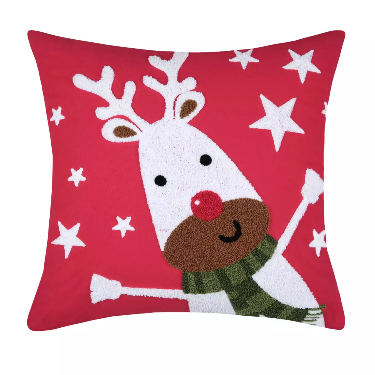eminza Coussin de Noël carré (45 cm) Falala Renne Rouge