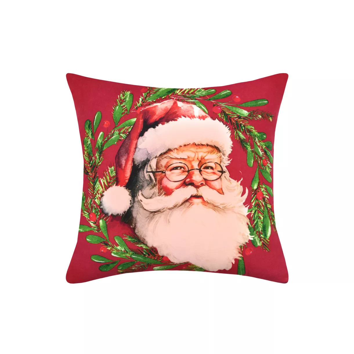 eminza Coussin de Noël carré coton (40 x 40 cm) Père Noël Harold Rouge