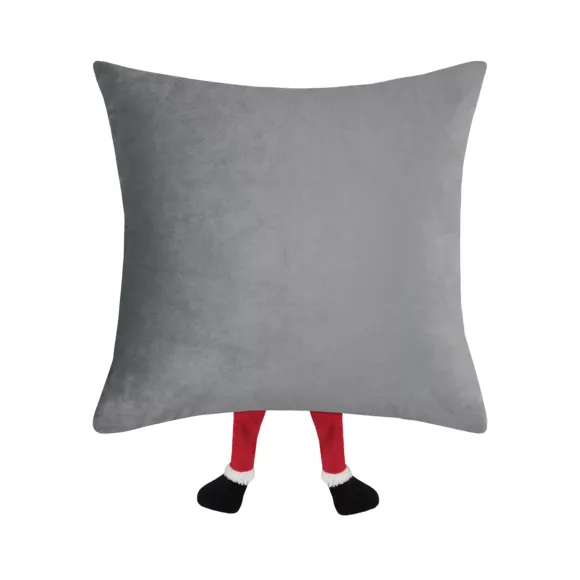Eminza Coussin De Noël Carré Velours (40 X 40 Cm) Edgard Lutin Gris