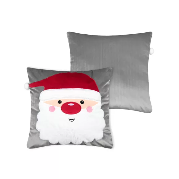 Eminza Coussin De Noël Carré Velours (45 X 45 Cm) Edgard Père Noël Gris