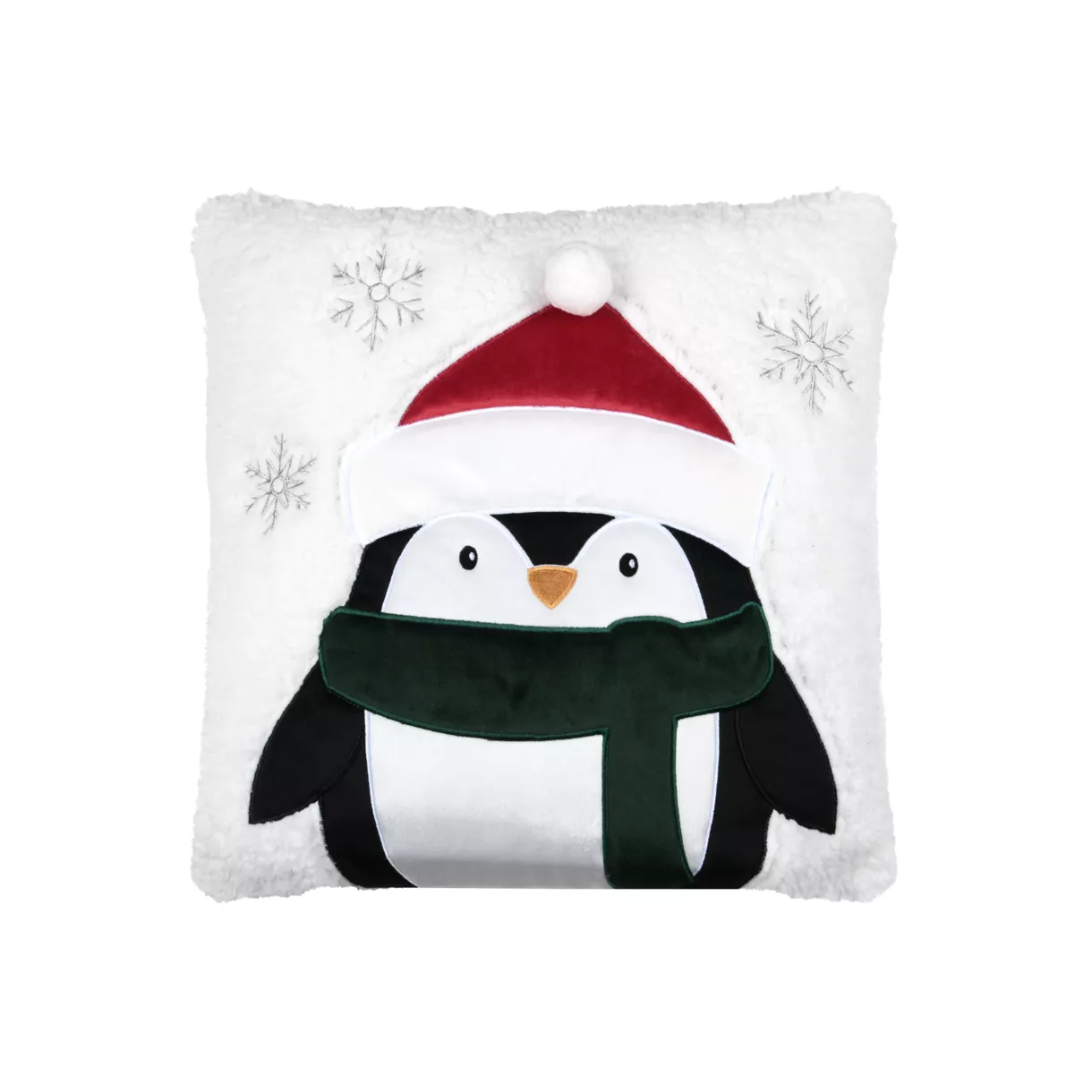 eminza Coussin de Noël carré velours (45 x 45 cm) Edgard Pingouin Blanc