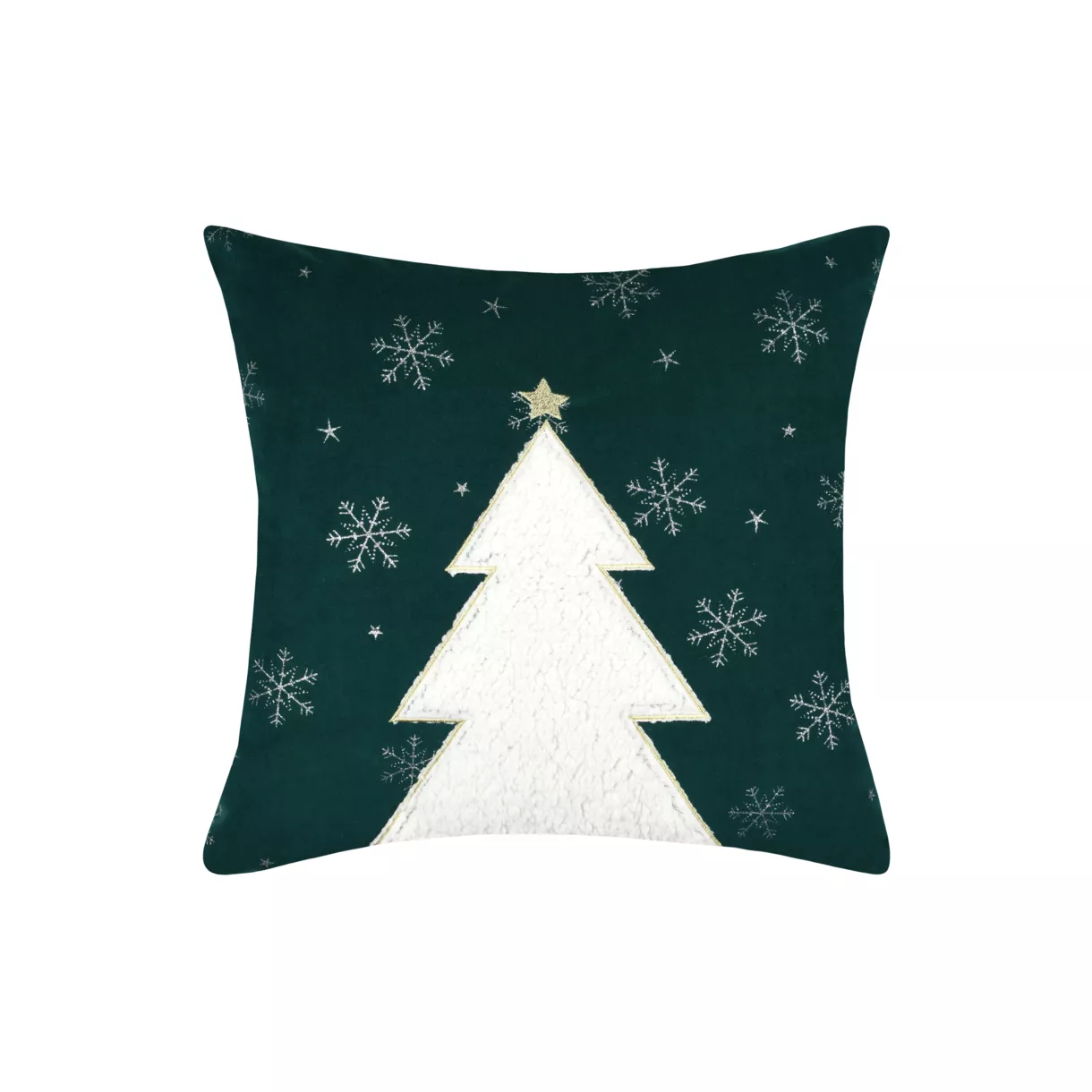 eminza Coussin de Noël carré velours (45 x 45 cm) Harold Vert sapin
