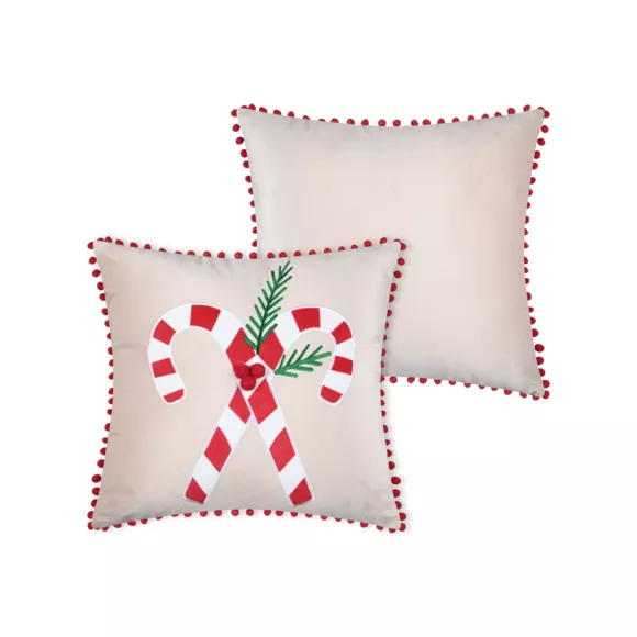 Eminza Coussin De Noël Carré Velours (45 X 45 Cm) Lucien Rouge