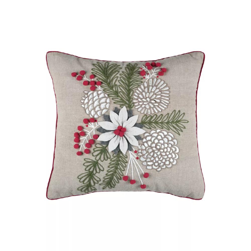 eminza Coussin de Noël coton et laine (45 x 45 cm) Winty Naturel