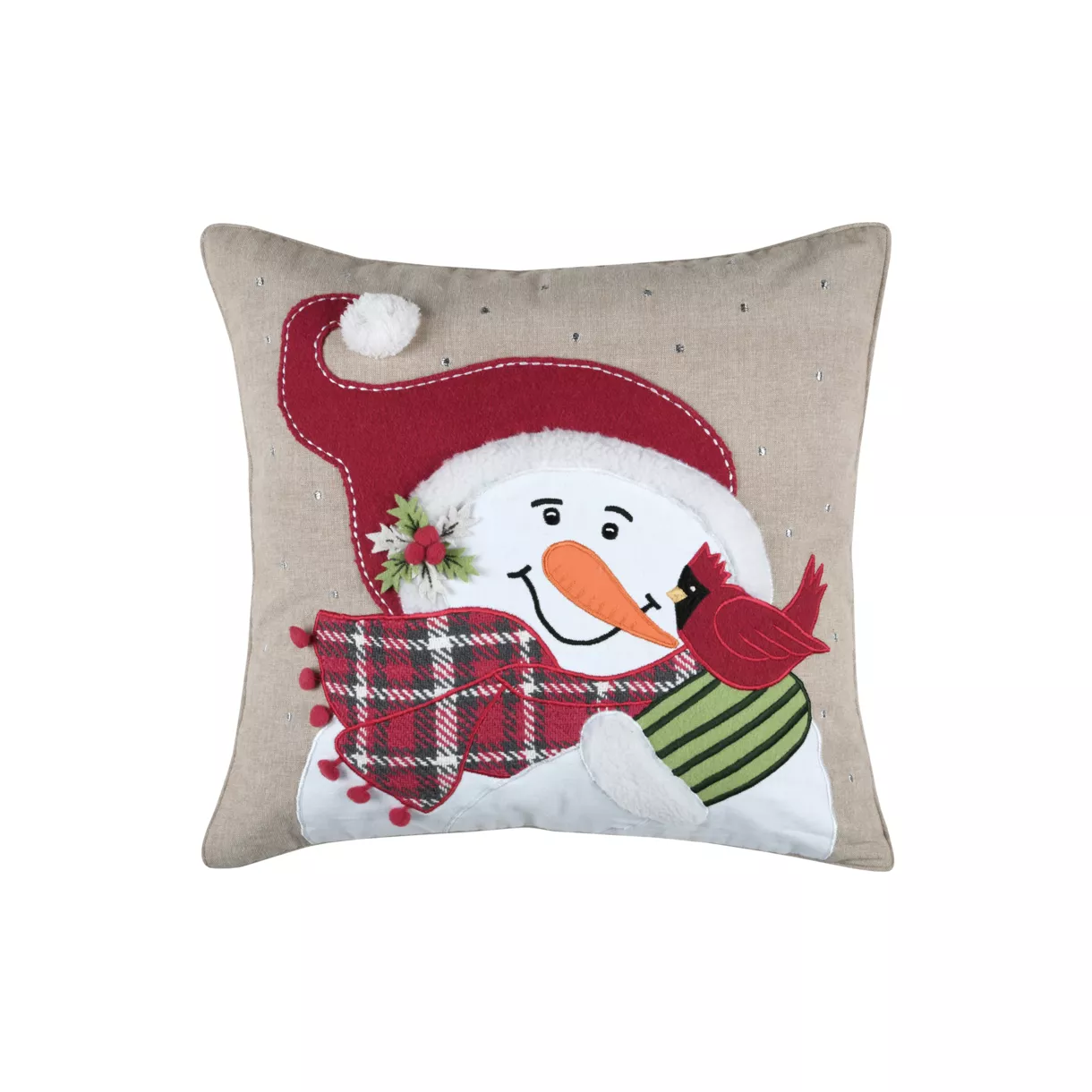 eminza Coussin de Noël coton et laine (45 x 45 cm) Winty Rouge