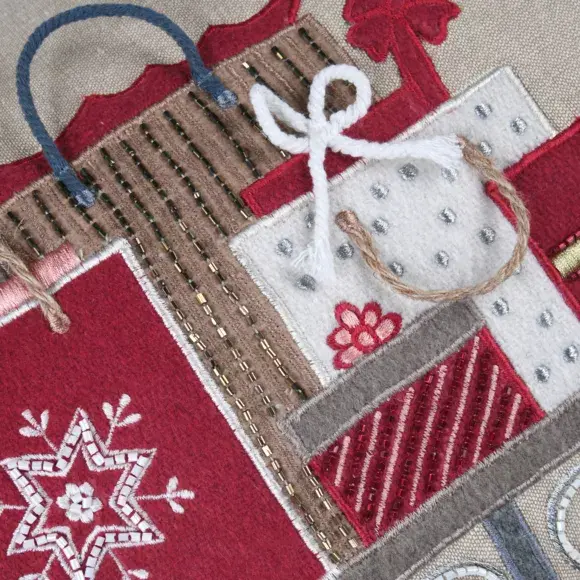 Eminza Coussin De Noël Rectangulaire Coton (40 X 60 Cm) Réveillon Cadeaux Taupe
