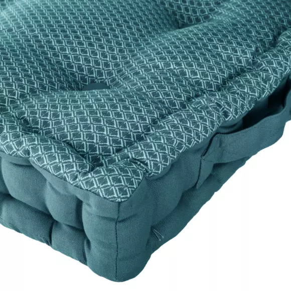 Eminza Coussin De Sol Carré Coton (40 X 40 Cm) Otto Bleu Canard
