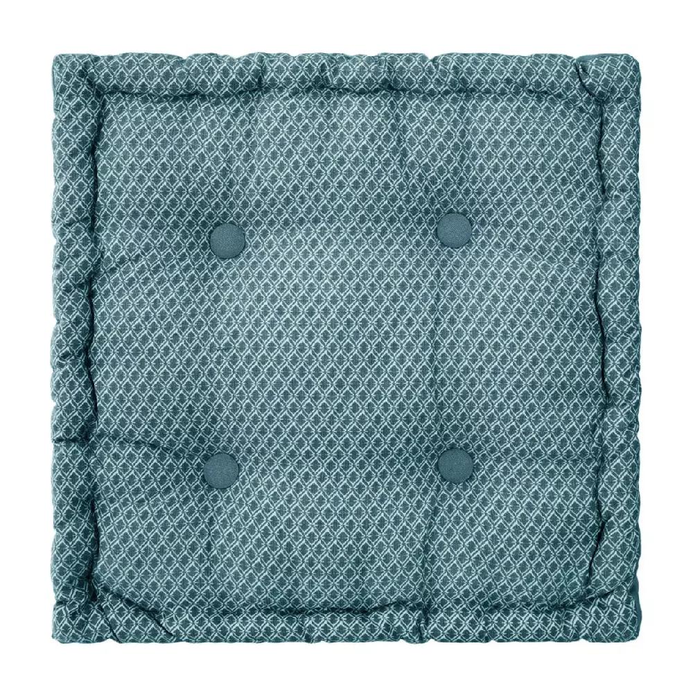 eminza Coussin de sol carré coton (40 x 40 cm) Otto Bleu canard