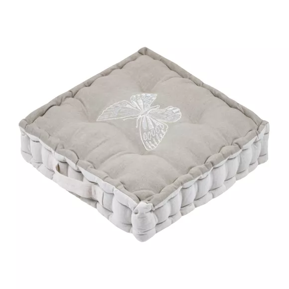 Eminza Coussin De Sol Carré Coton (45 X 45 X 10 Cm) Butine Beige