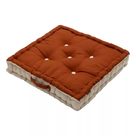 Eminza Coussin De Sol Carré Coton (50 X 50 Cm) Pixel Bicolore Terracotta / Beige