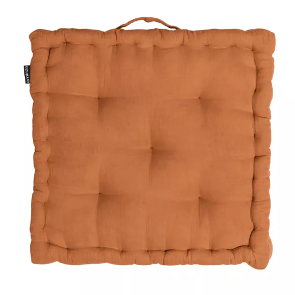 Eminza Coussin De Sol Carré Gaze De Coton (50 X 50 Cm) Gaïa Abricot