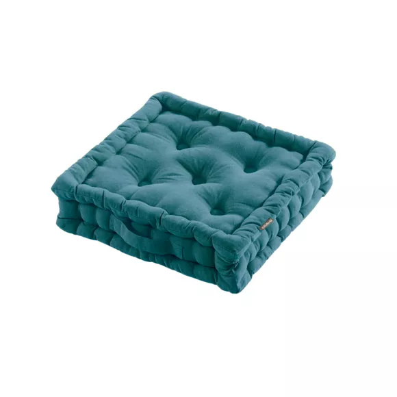 Eminza Coussin De Sol Coton (40 X 40 Cm) Pixel Bleu Canard