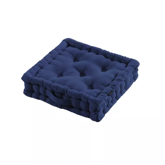 Eminza Coussin De Sol Coton (40 X 40 Cm) Pixel Bleu Marine
