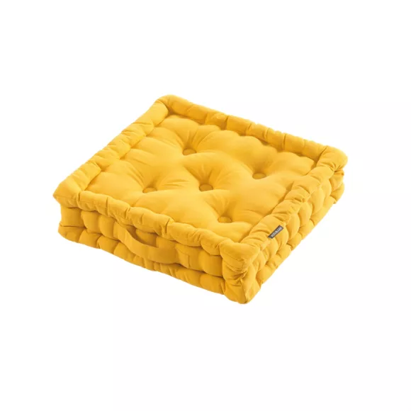 Eminza Coussin De Sol Coton (40 X 40 Cm) Pixel Jaune Moutarde