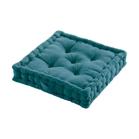 Eminza Coussin De Sol Coton (50 X 50 Cm) Pixel Bleu Canard