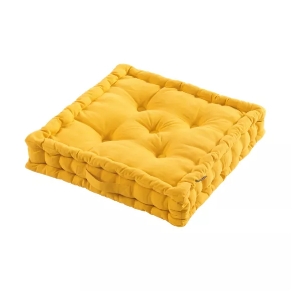 Eminza Coussin De Sol Coton (50 X 50 Cm) Pixel Jaune Moutarde