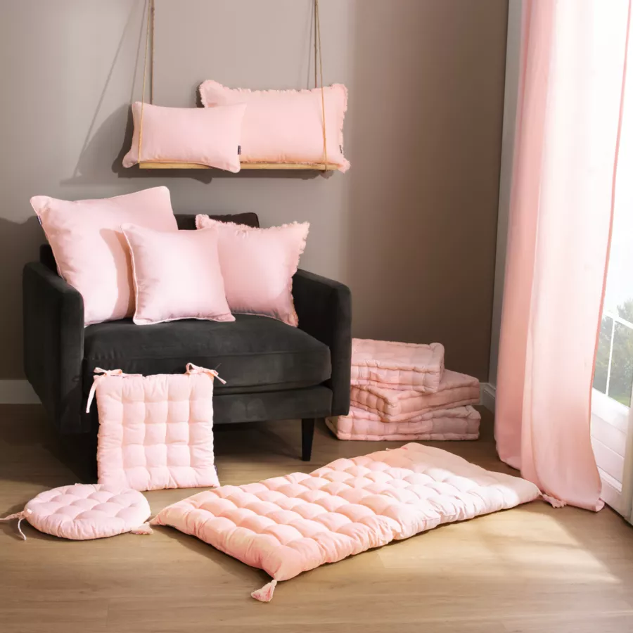 Eminza Coussin De Sol Coton (50 X 50 Cm) Pixel Rose Poudré