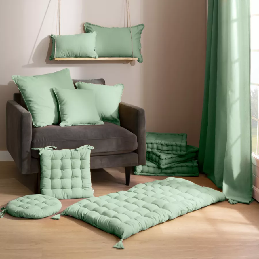 Eminza Coussin De Sol Coton (50 X 50 Cm) Pixel Vert Menthe
