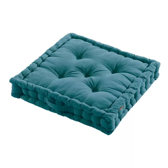 Eminza Coussin De Sol Coton (60 X 60 Cm) Pixel Bleu Canard