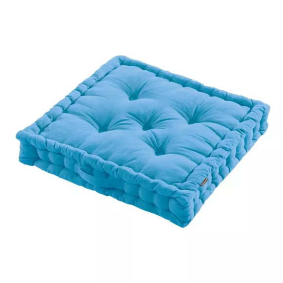 Eminza Coussin De Sol Coton (60 X 60 Cm) Pixel Bleu Turquoise