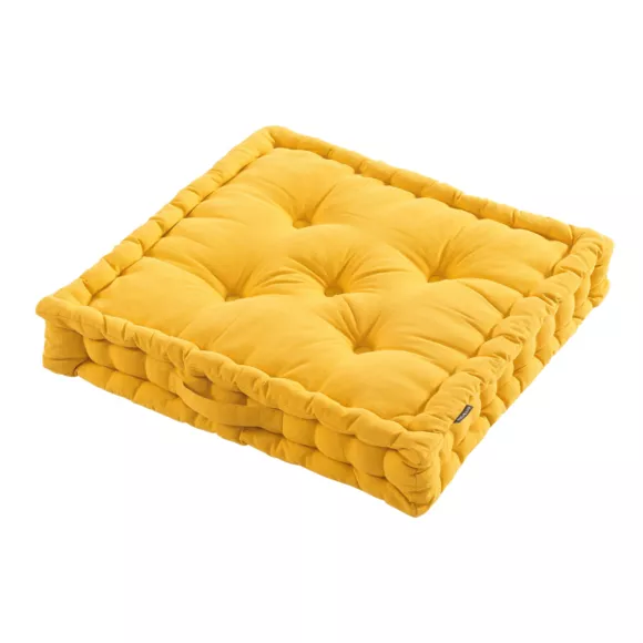 Eminza Coussin De Sol Coton (60 X 60 Cm) Pixel Jaune Moutarde