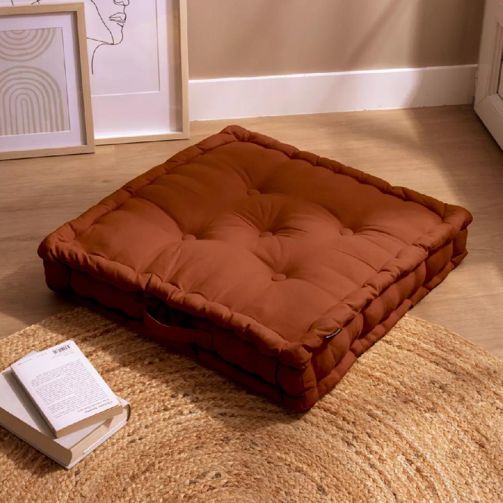 eminza Coussin de sol coton (60 x 60 cm) Pixel Terracotta