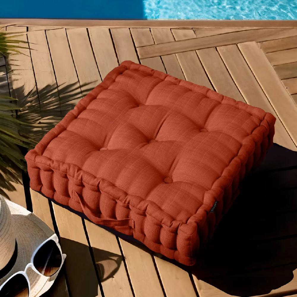 eminza Coussin de sol extérieur capitonné (50 x 50 cm) Sunset Terracotta