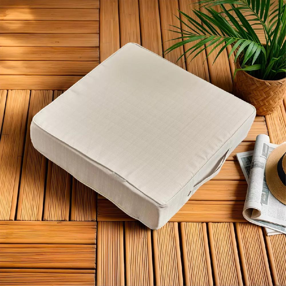 eminza Coussin de sol extérieur déhoussable (45 x 45 cm) Sunset Ecru