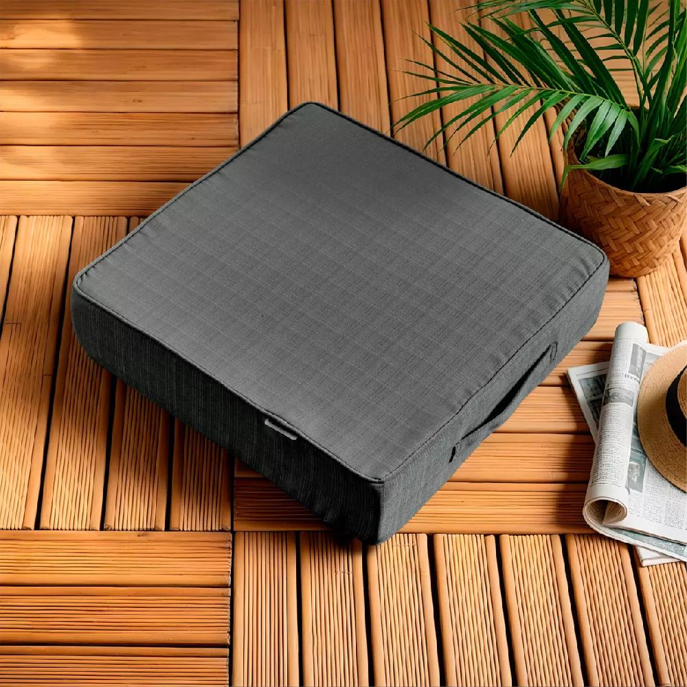 eminza Coussin de sol extérieur déhoussable (45 x 45 cm) Sunset Gris anthracite