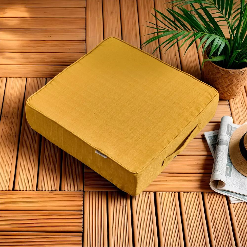 eminza Coussin de sol extérieur déhoussable (45 x 45 cm) Sunset Jaune moutarde
