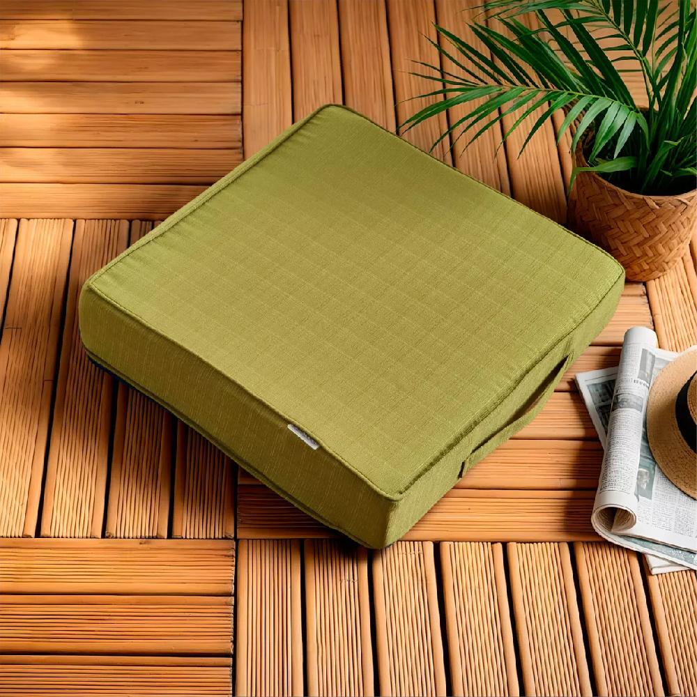 eminza Coussin de sol extérieur déhoussable (45 x 45 cm) Sunset Vert olive