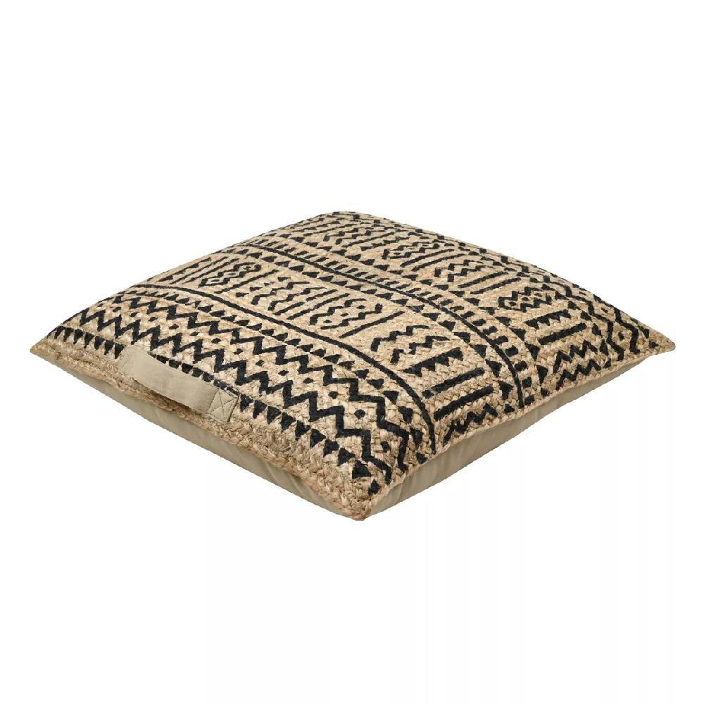 eminza Coussin de sol extérieur jute (60 x H10 cm) Otis Noir