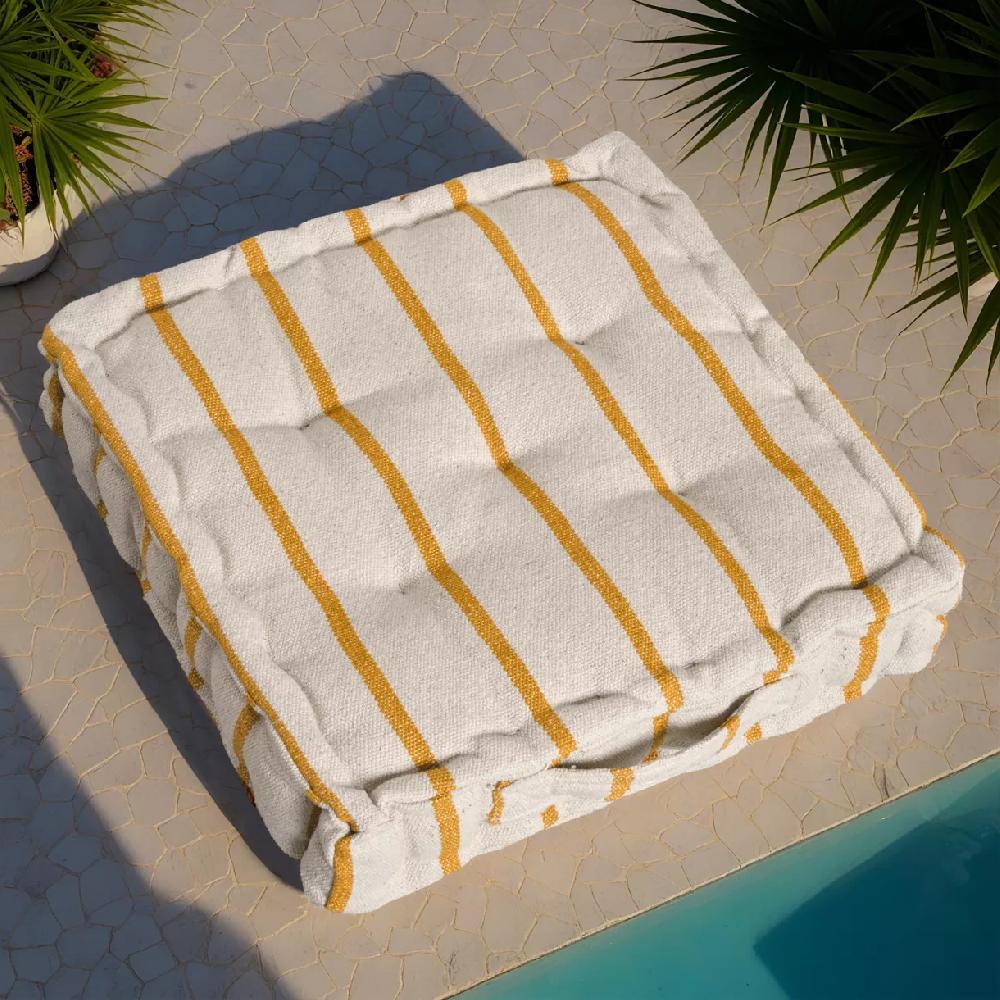 eminza Coussin de sol extérieur toile de coton (45 x 45 cm) Ocealys Jaune moutarde