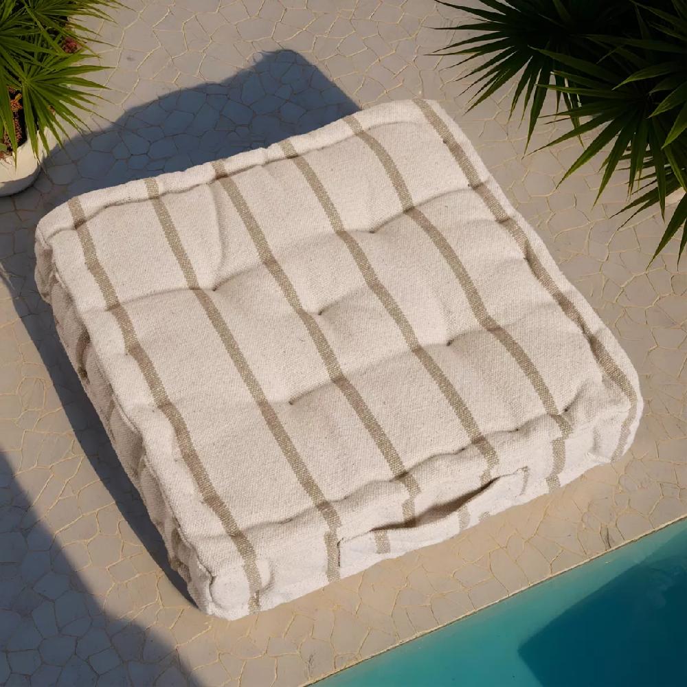 eminza Coussin de sol extérieur toile de coton (45 x 45 cm) Ocealys Beige