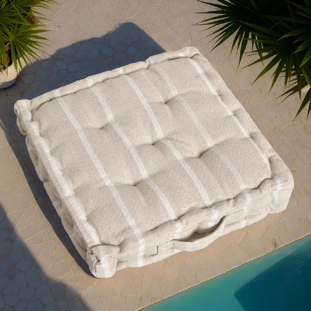 eminza Coussin de sol extérieur toile de coton (45 x 45 cm) Ocealys Blanc