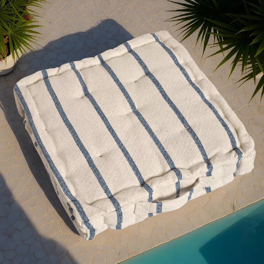 eminza Coussin de sol extérieur toile de coton (45 x 45 cm) Ocealys Bleu marine