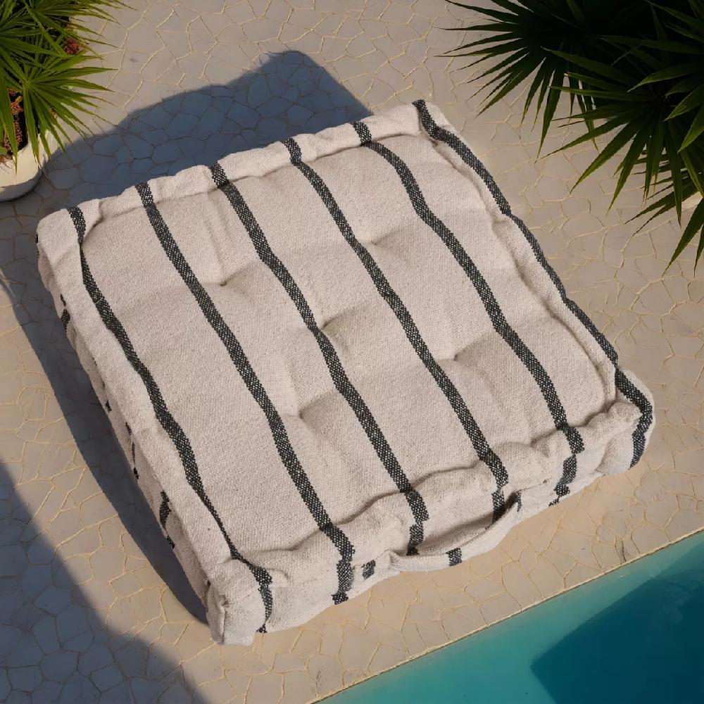 eminza Coussin de sol extérieur toile de coton (45 x 45 cm) Ocealys Noir