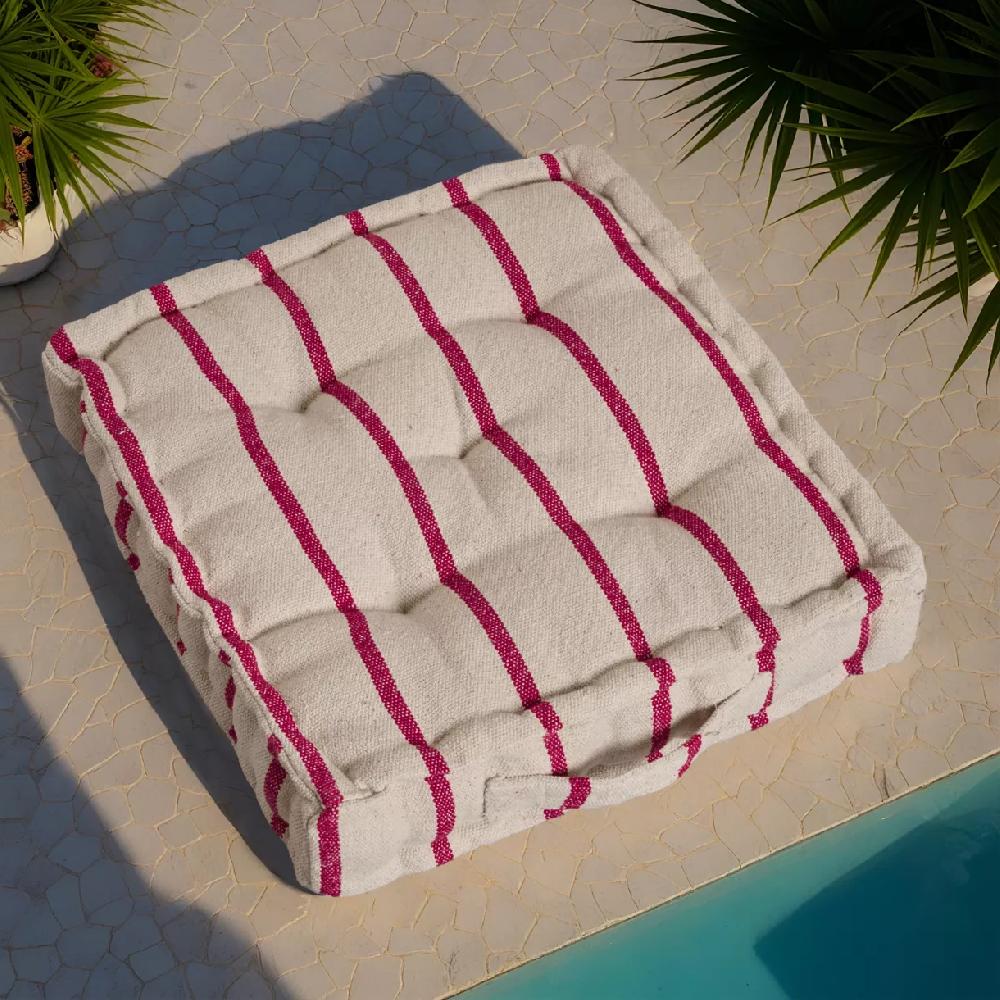 eminza Coussin de sol extérieur toile de coton (45 x 45 cm) Ocealys Rouge