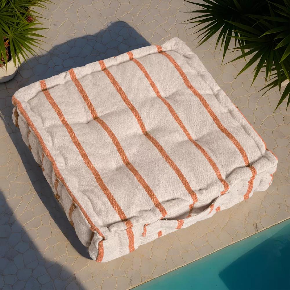 eminza Coussin de sol extérieur toile de coton (45 x 45 cm) Ocealys Corail
