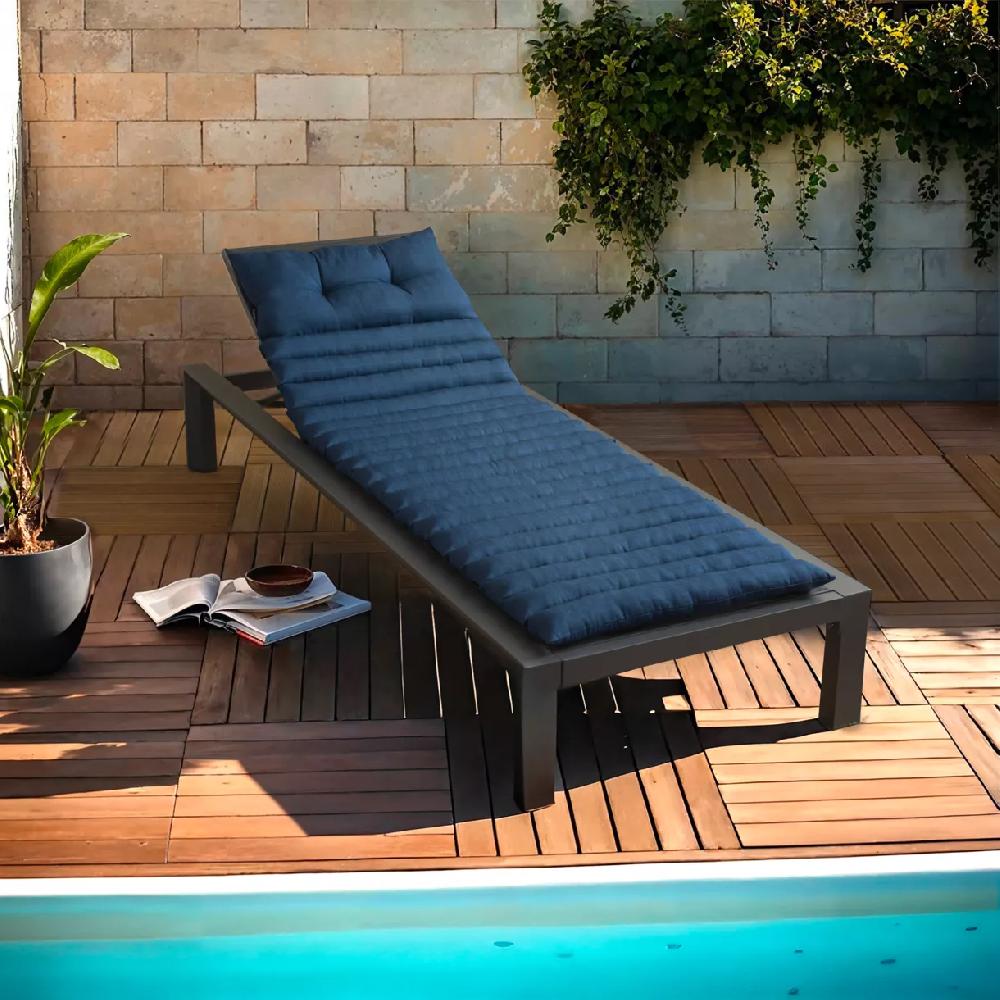 eminza Coussin de transat capitonné (180 x 60 cm) Sunset Bleu nuit