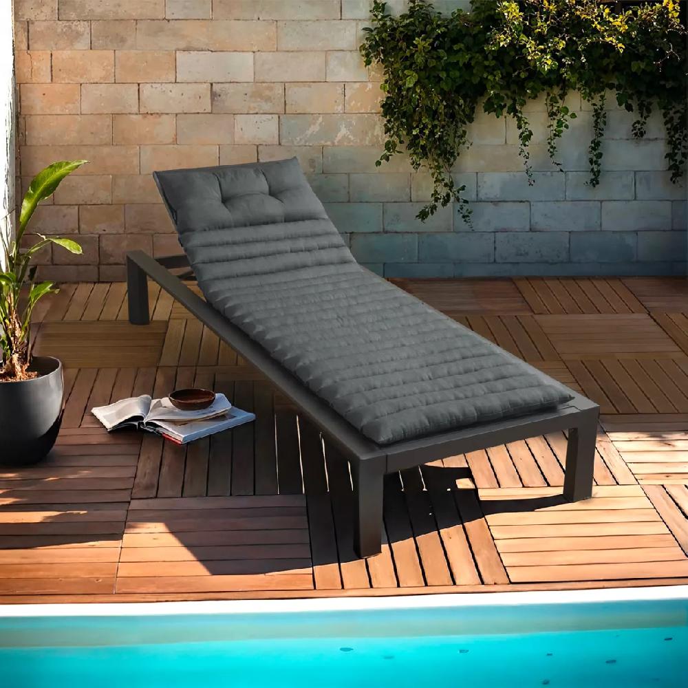 eminza Coussin de transat capitonné (180 x 60 cm) Sunset Gris anthracite