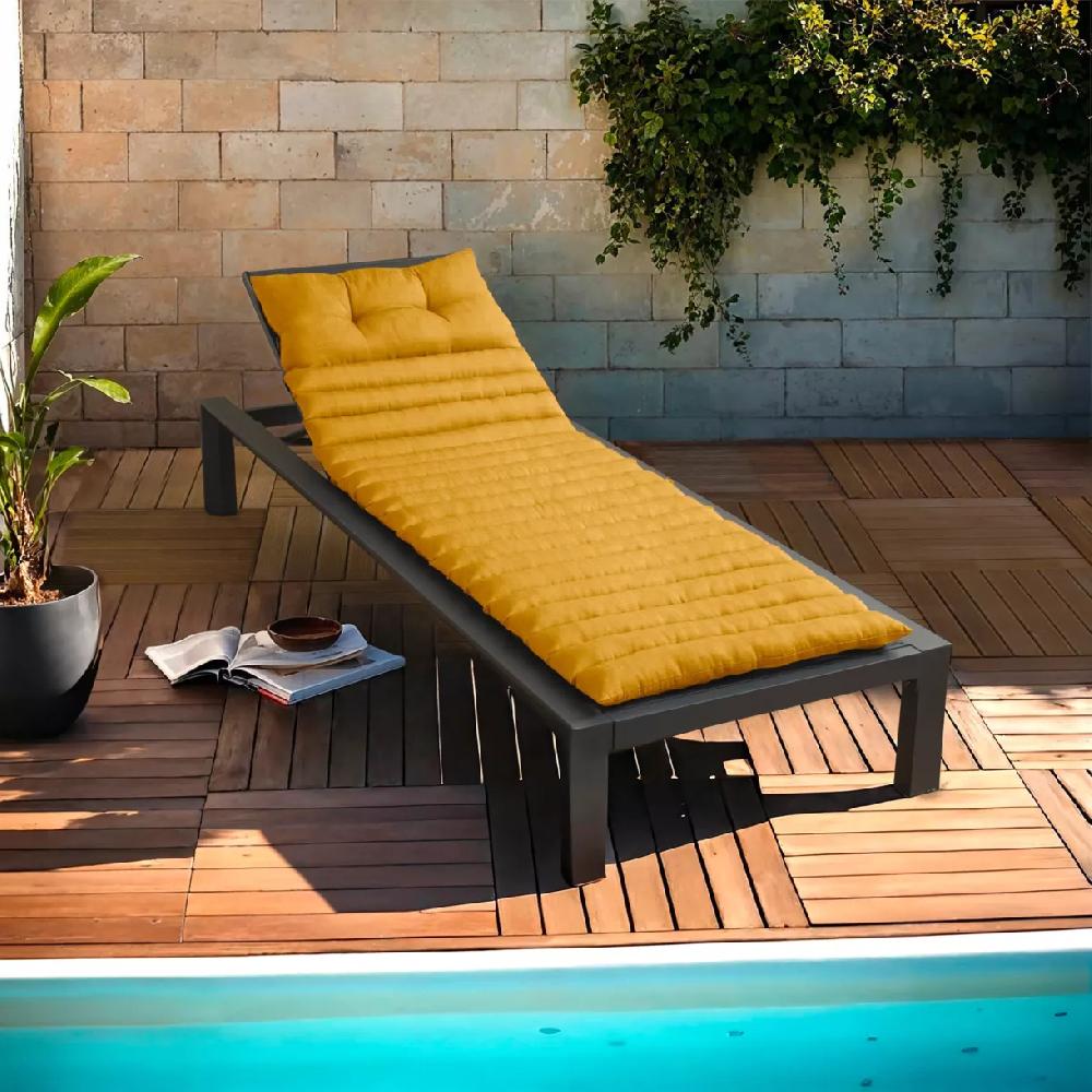 eminza Coussin de transat capitonné (180 x 60 cm) Sunset Jaune moutarde