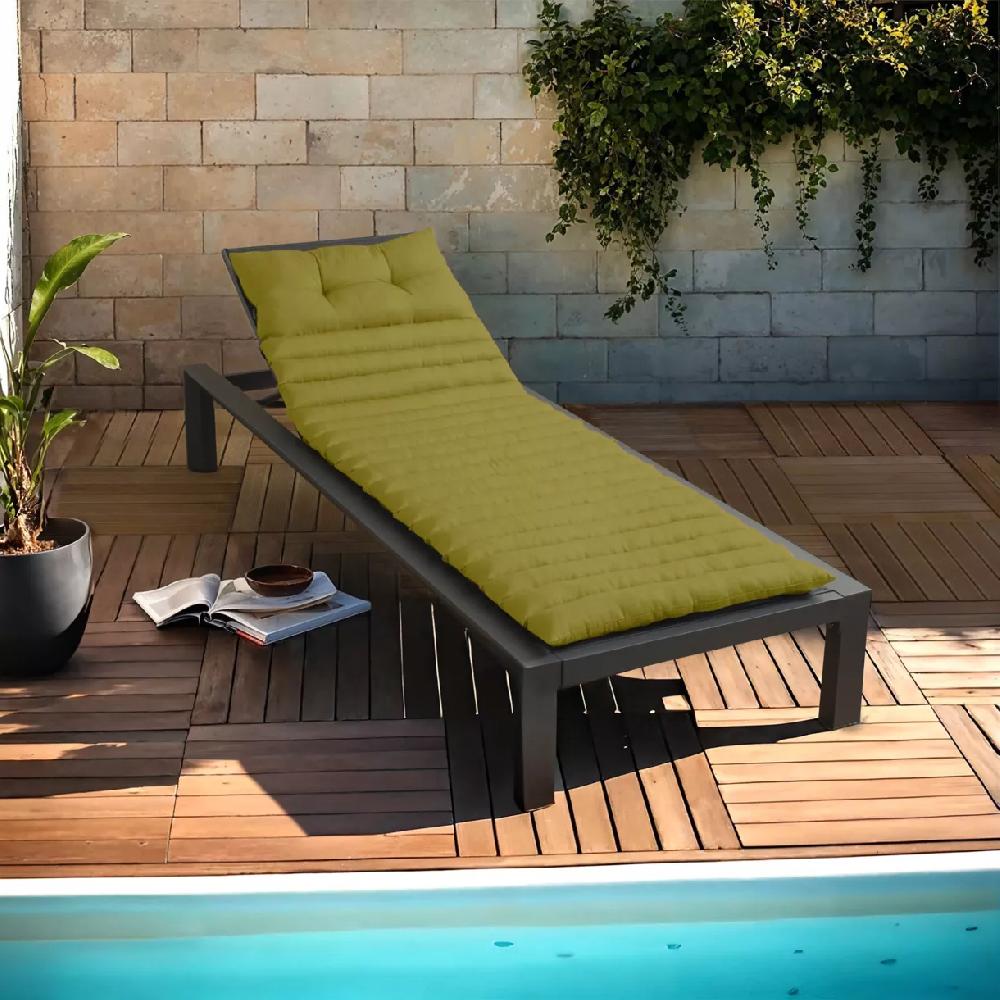 eminza Coussin de transat capitonné (180 x 60 cm) Sunset Vert olive