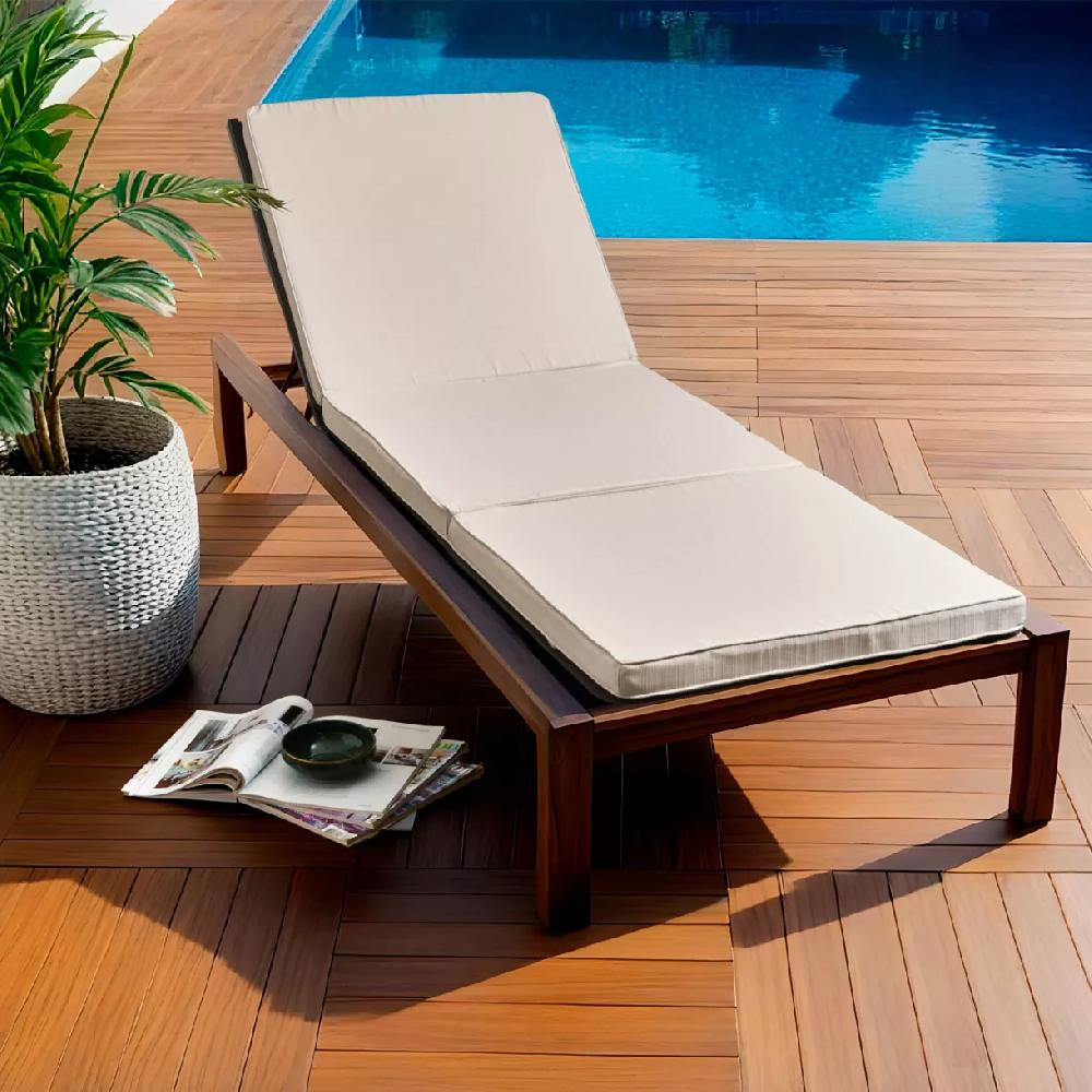 eminza Coussin de transat déhoussable (190 x 60 cm) Sunset Ecru