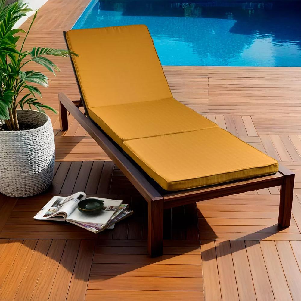 eminza Coussin de transat déhoussable (190 x 60 cm) Sunset Jaune moutarde