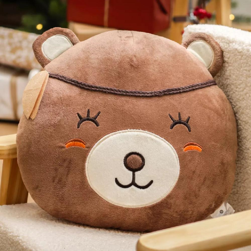 eminza Coussin enfant (27 x 30 cm) Tête d'Ours Marron