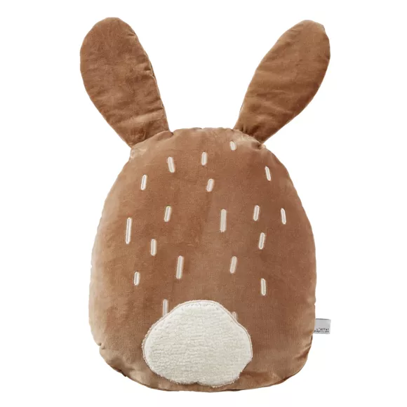 Eminza Coussin Enfant Lapin Velours (40 X 45 Cm) Pompon Marron